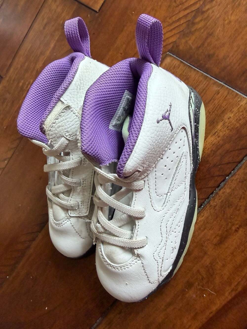 Jordan 7 Retro Toddler Size 10C White Purple Sneakers